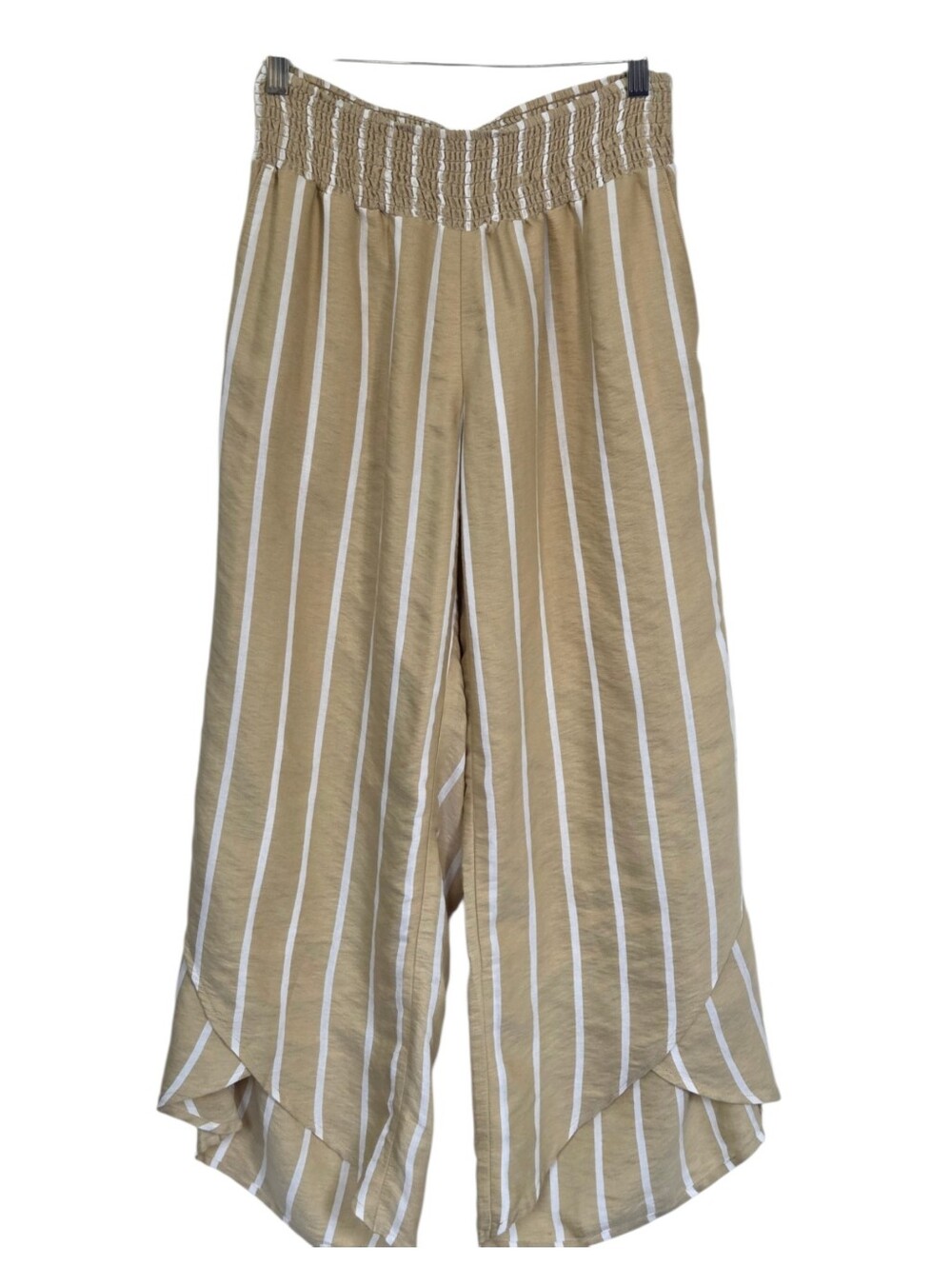Carve Designs Everly Pant XS Tan Stripe Cropped Wide Leg Tulip Hem Coastal Boho